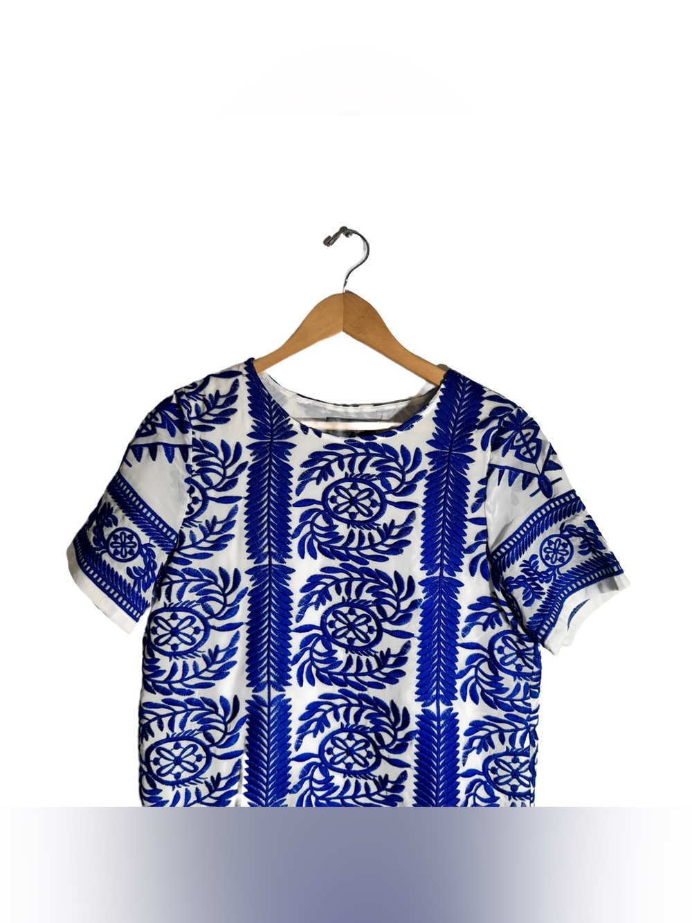 Lulu's Fond of You Shift Dress Women's Small Blue Embroidered Mini Coastal Vacay - Picture 3 of 6
